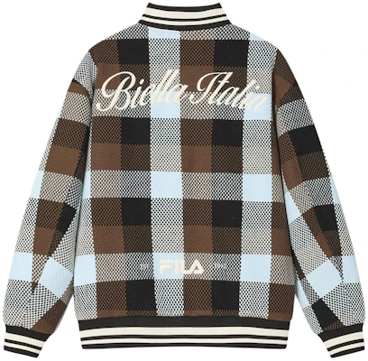 FILA Jaket Kolej Retro Coklat Cetakan Huruf & Corak Kotak Single-Breasted F11M419702F-BN Lookbook FILA Jaket Kolej Retro Coklat Cetakan Huruf & Corak Kotak Single-Breasted F11M419702F-BN