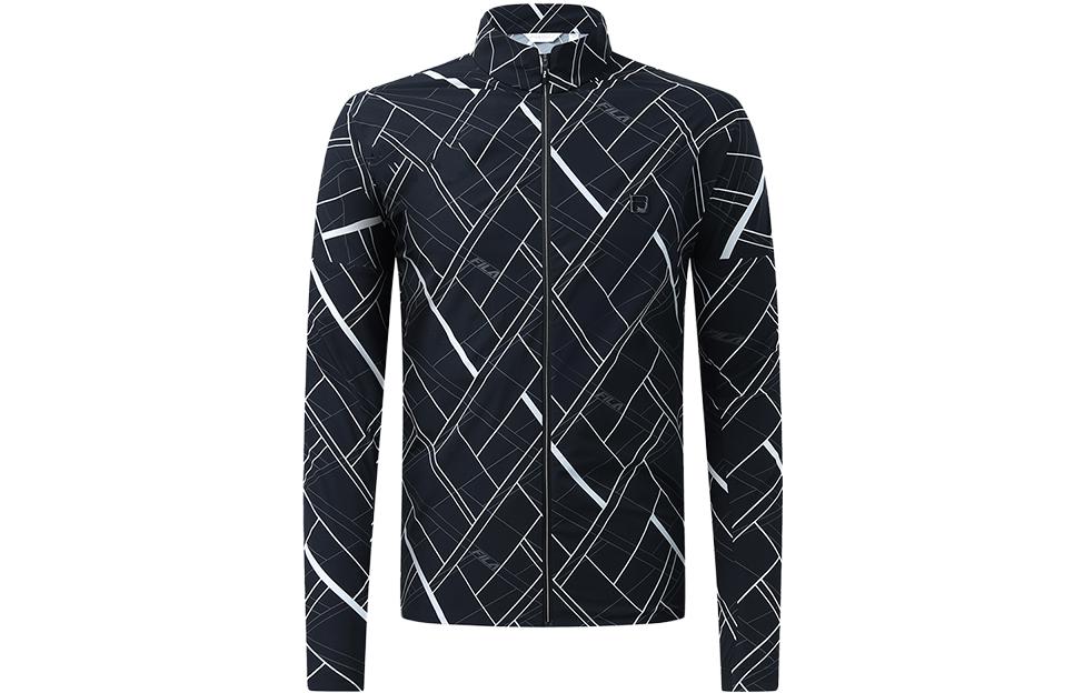 FILA Plaid Zip-Up High-Neck Jacket Black A11M325705F-ZA