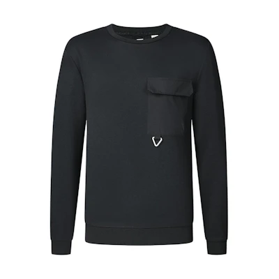 FILA Plain Black Crewneck Pullover Sports Sweatshirt A11M417202F-BK