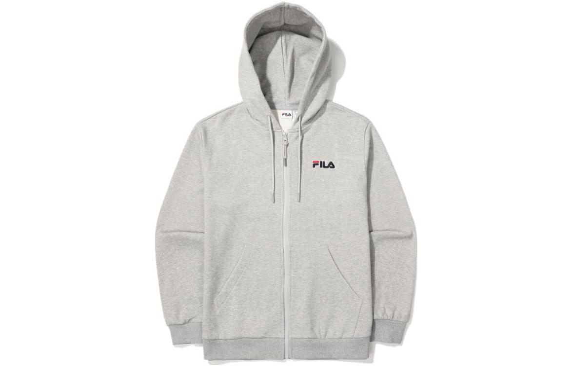 FILA Plain Logo Zip Hoodie Unisex Long Sleeve - Grey FS2FTF1101X-LML