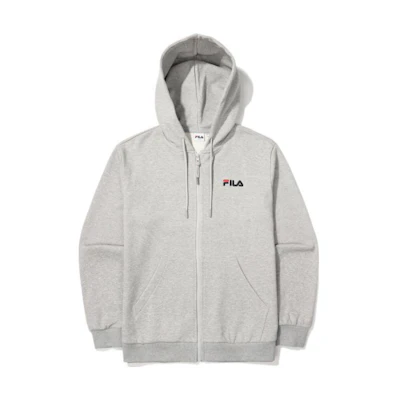 FILA Plain Logo Zip Hoodie Unisex Long Sleeve - Grey FS2FTF1101X-LML