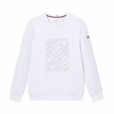 FILA Printed Crewneck Pullover Sweatshirt Standard White F11M211216FWT