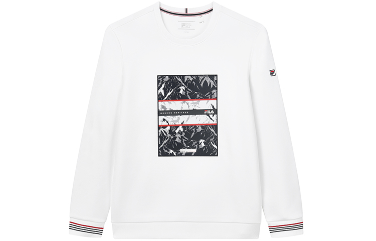 FILA Printed Crewneck Pullover Sweatshirt Standard White F11M141207F-WT