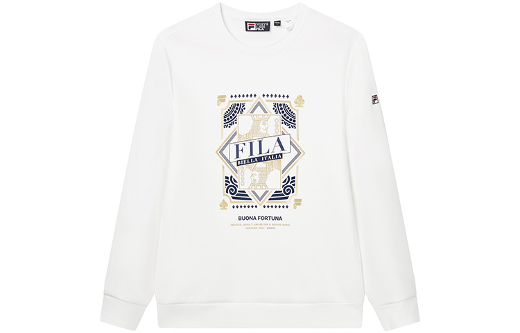 FILA Printed Knit Pullover Sweatshirt Standard White F11M218217FWT