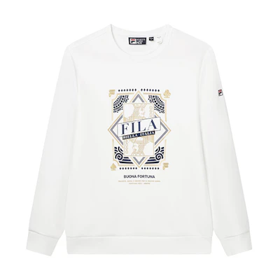 FILA Printed Knit Pullover Sweatshirt Standard White F11M218217FWT