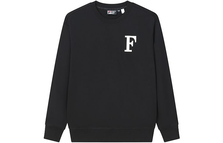 FILA Printed Logo Black Crewneck Pullover Sweatshirt Casual Style F11M219208F-BK