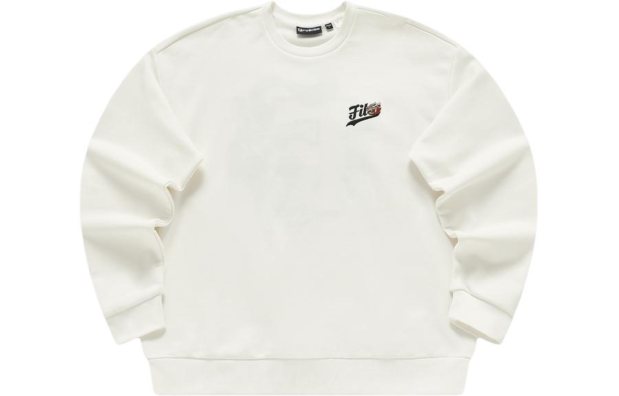 FILA Printed Logo Crewneck Loose Fit Sweatshirt Cloud White - T11M412206F-WT