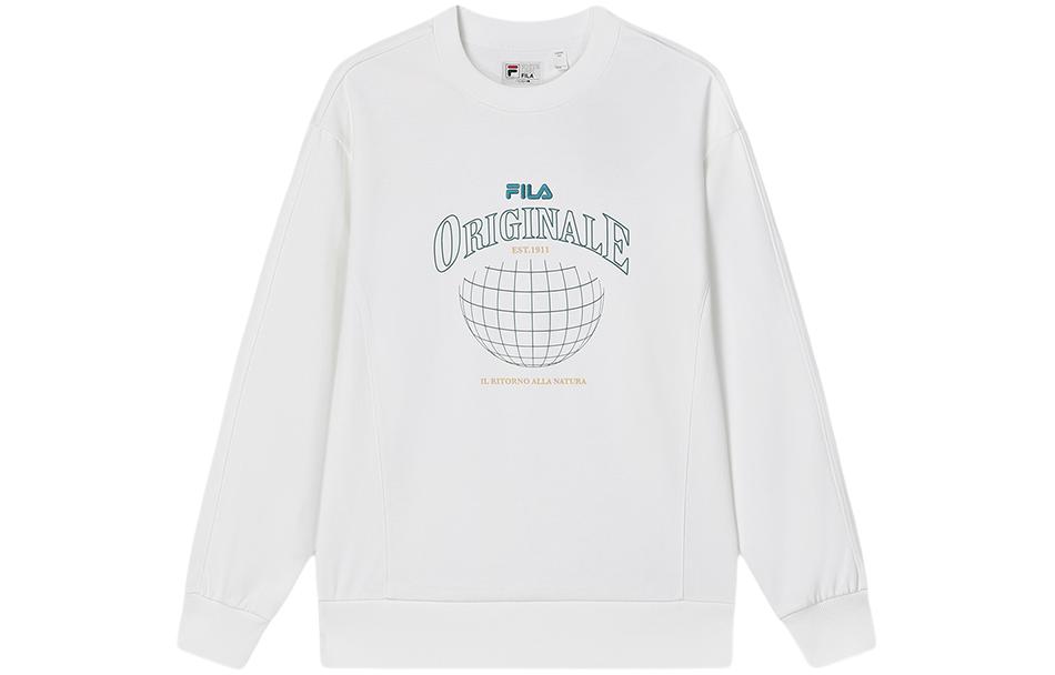 FILA Printed Logo Crewneck Pullover Loose Sweatshirt Men Nitric White F11M349202F-WT