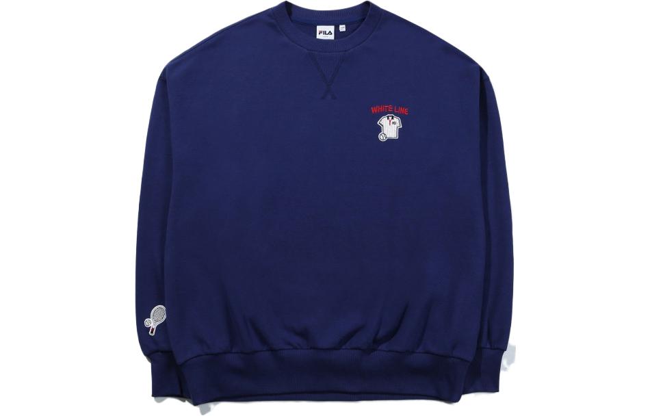 FILA Printed Logo Crewneck Pullover Sweatshirt Unisex Navy Blue FS2POD3113X-NAY