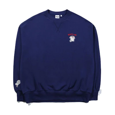 FILA Printed Logo Crewneck Pullover Sweatshirt Unisex Navy Blue FS2POD3113X-NAY