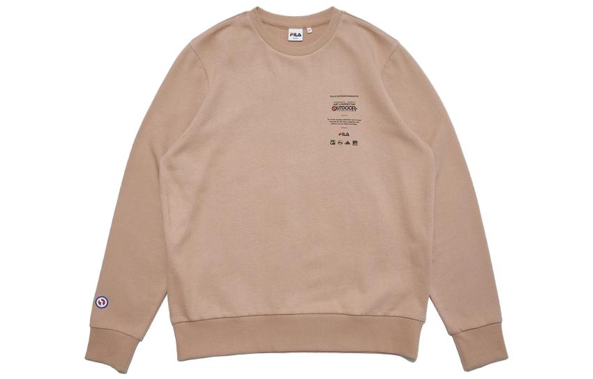 FILA Printed Logo Crewneck Sweatshirt Unisex Milk Coffee Color FS2POC4O02X-BEG