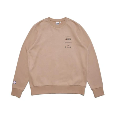 FILA Printed Logo Crewneck Sweatshirt Unisex Milk Coffee Color FS2POC4O02X-BEG