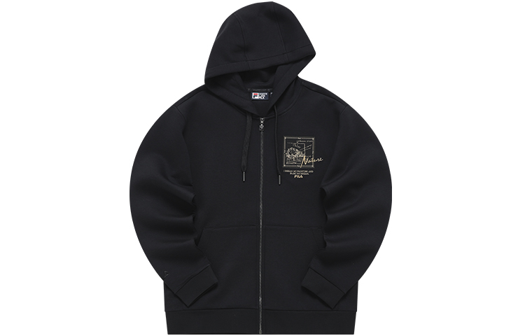 FILA Printed Logo Knit Hoodie Jacket for Men in Black F11M218502F-BK