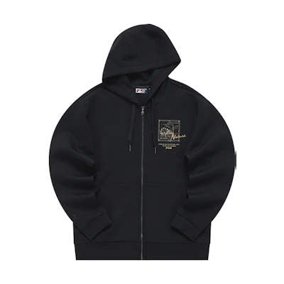 FILA Printed Logo Knit Hoodie Jacket for Men in Black F11M218502F-BK