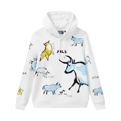 FILA Printed Loose Fit Hoodie Standard White - Unisex Casual Pullover F11M118296F-WT