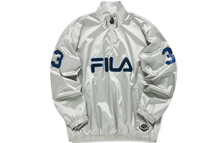 FILA Pullover Half-Zip Windbreaker Jacket with Big Logo Ukala Silver T11M135701F-SR