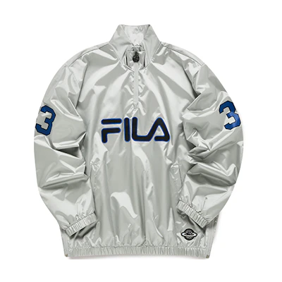 FILA Pullover Half-Zip Windbreaker Jacket with Big Logo Ukala Silver T11M135701F-SR