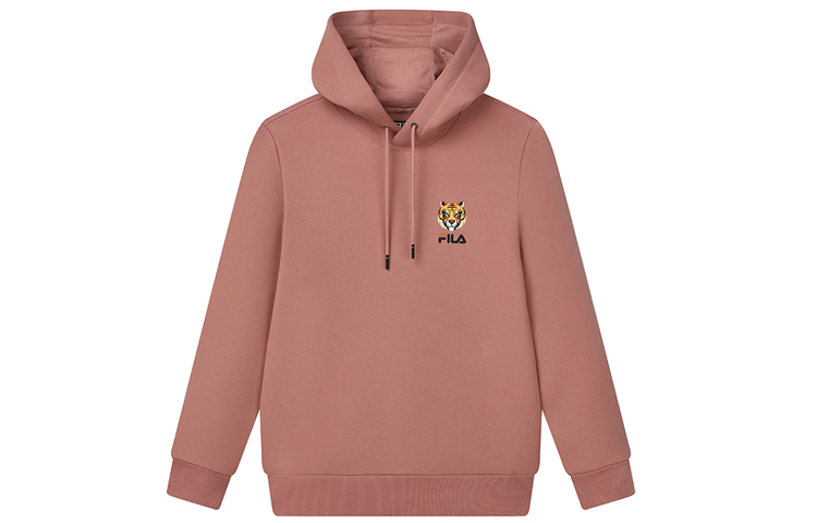 FILA Pullover Hoodie Solid Color with Logo Print in Subtle Pink F11M148208F-PK
