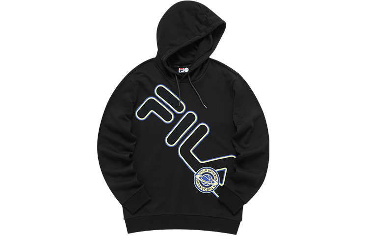 FILA Pullover Hoodie with Large Logo Print - Deep Black T11M135205F-BK