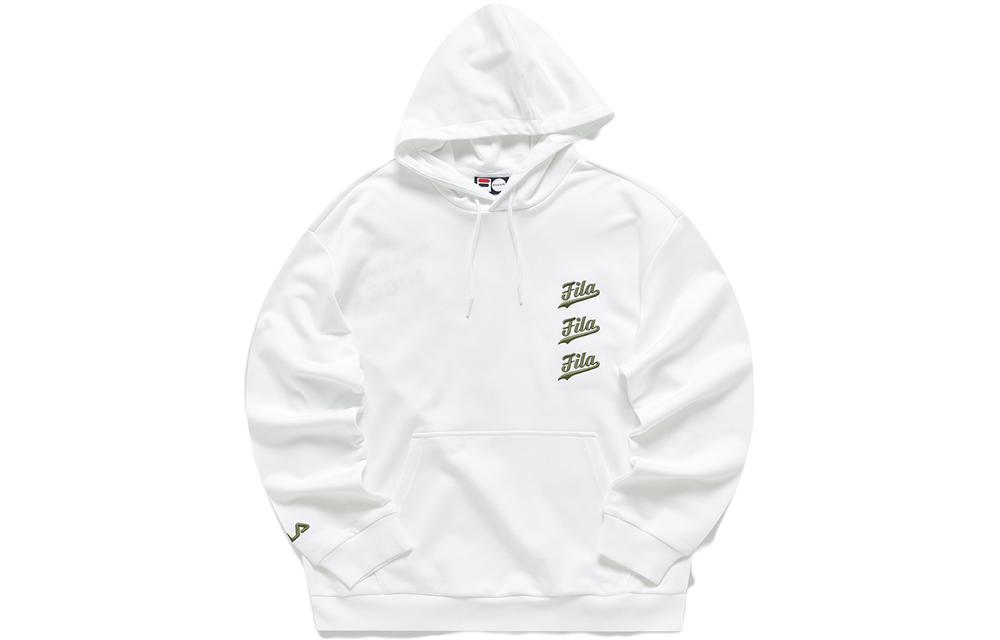 FILA Pullover Hoodie with Letter Print in Standard White T11M212204FWT