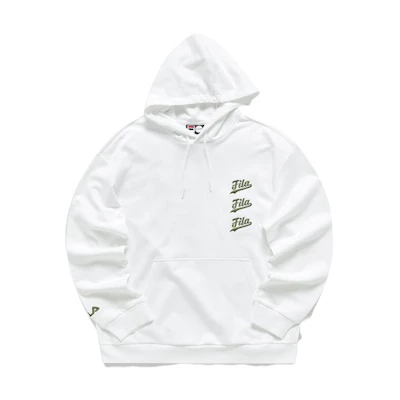 FILA Pullover Hoodie with Letter Print in Standard White T11M212204FWT