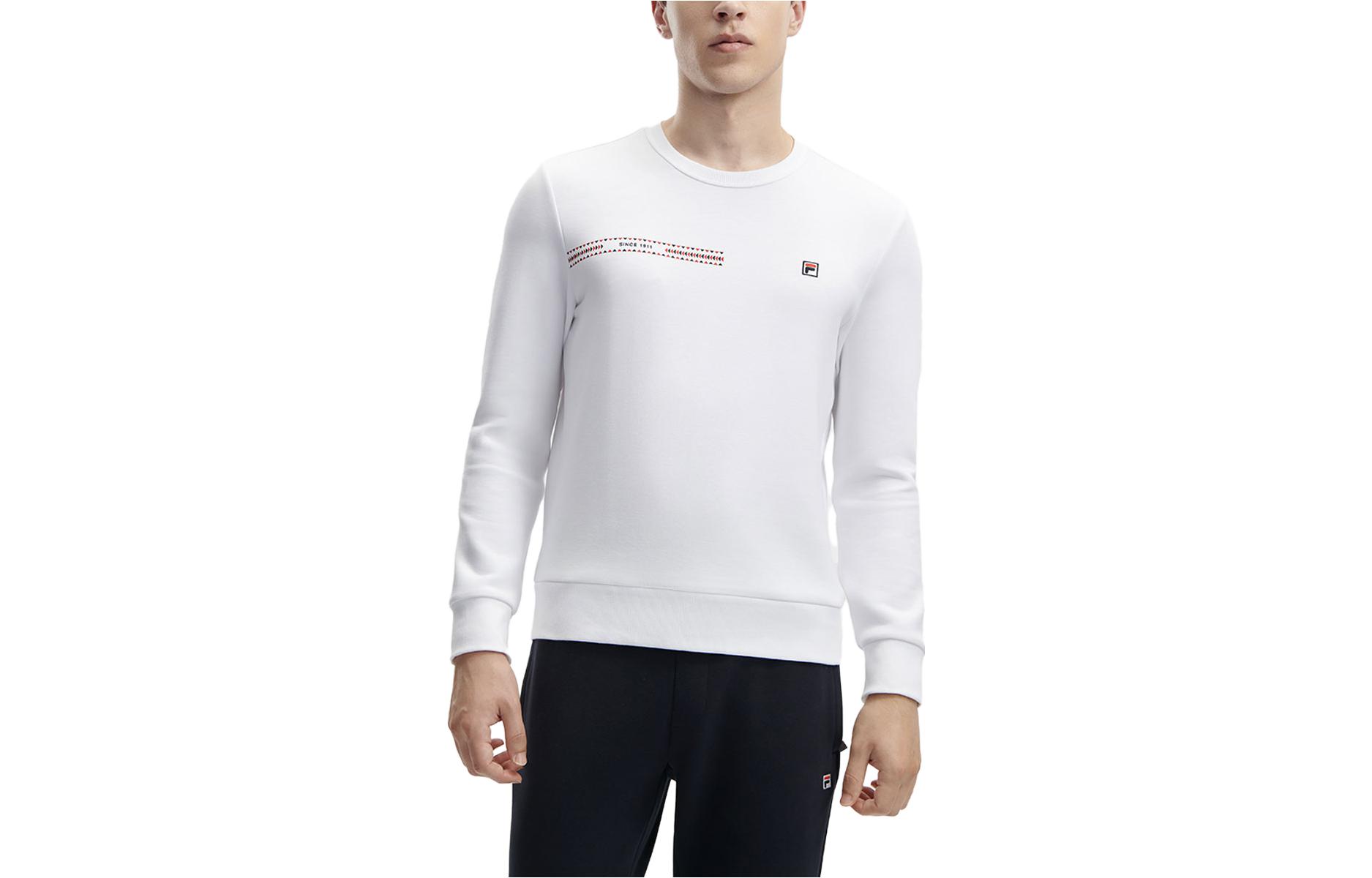 FILA Pullover Knit Sweatshirt with Letter Print F11M341204F-WT