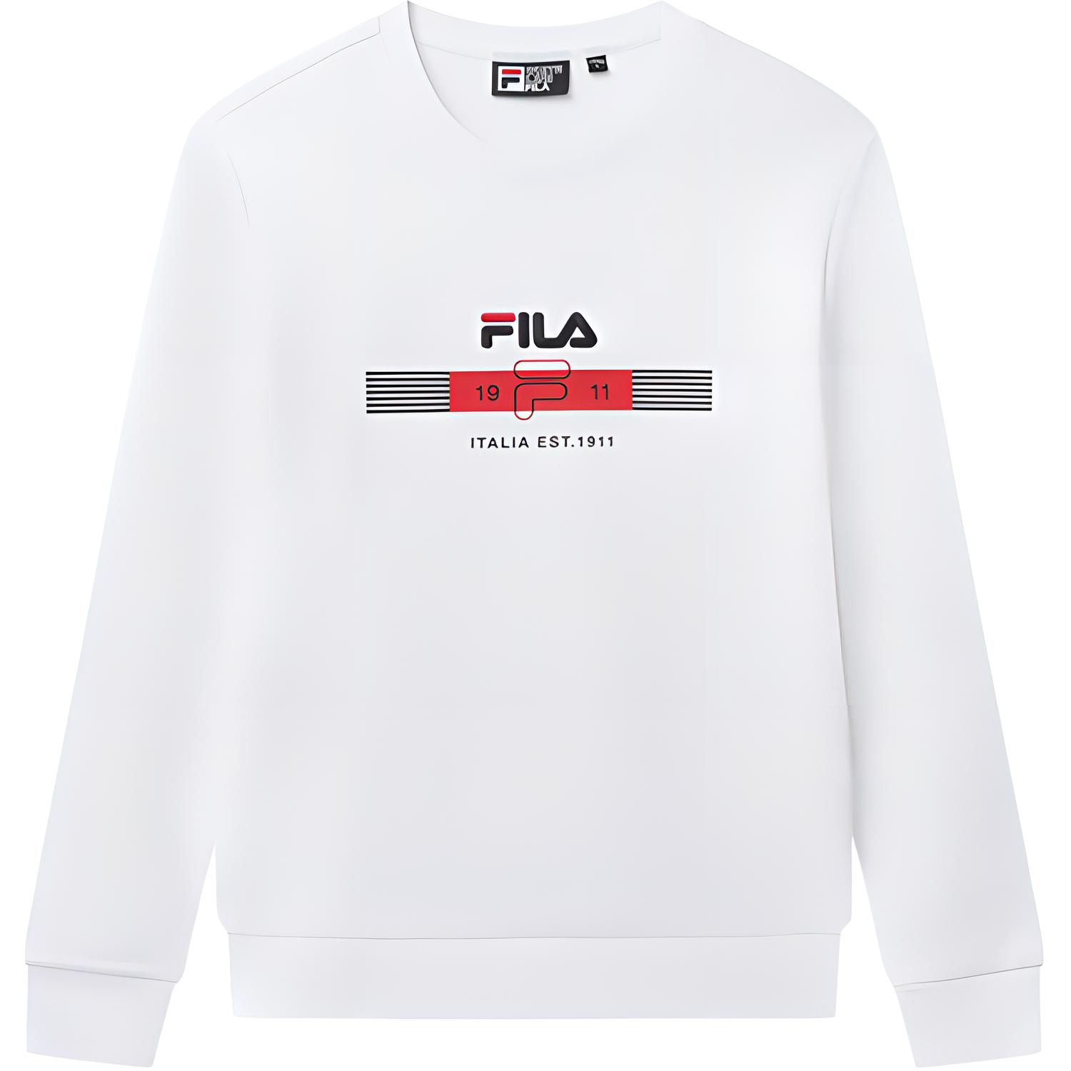 FILA Pullover Sweatshirt Logo Print Standard White F11M018213GWT