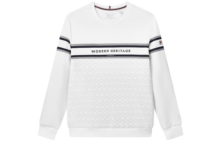 FILA Pullover Sweatshirt with Embroidered Letters - Standard White F11M141218F-WT
