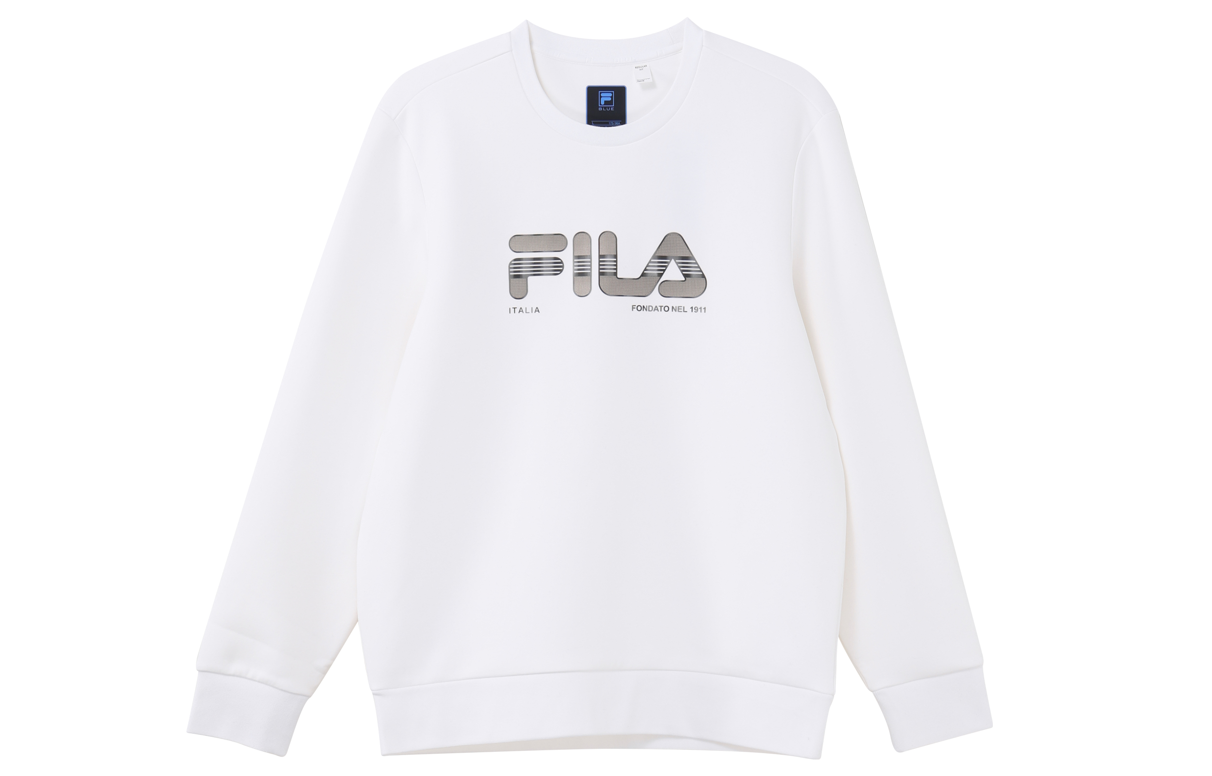 FILA Pullover Sweatshirt with Large Logo Print - Standard White F11M342211F-WT