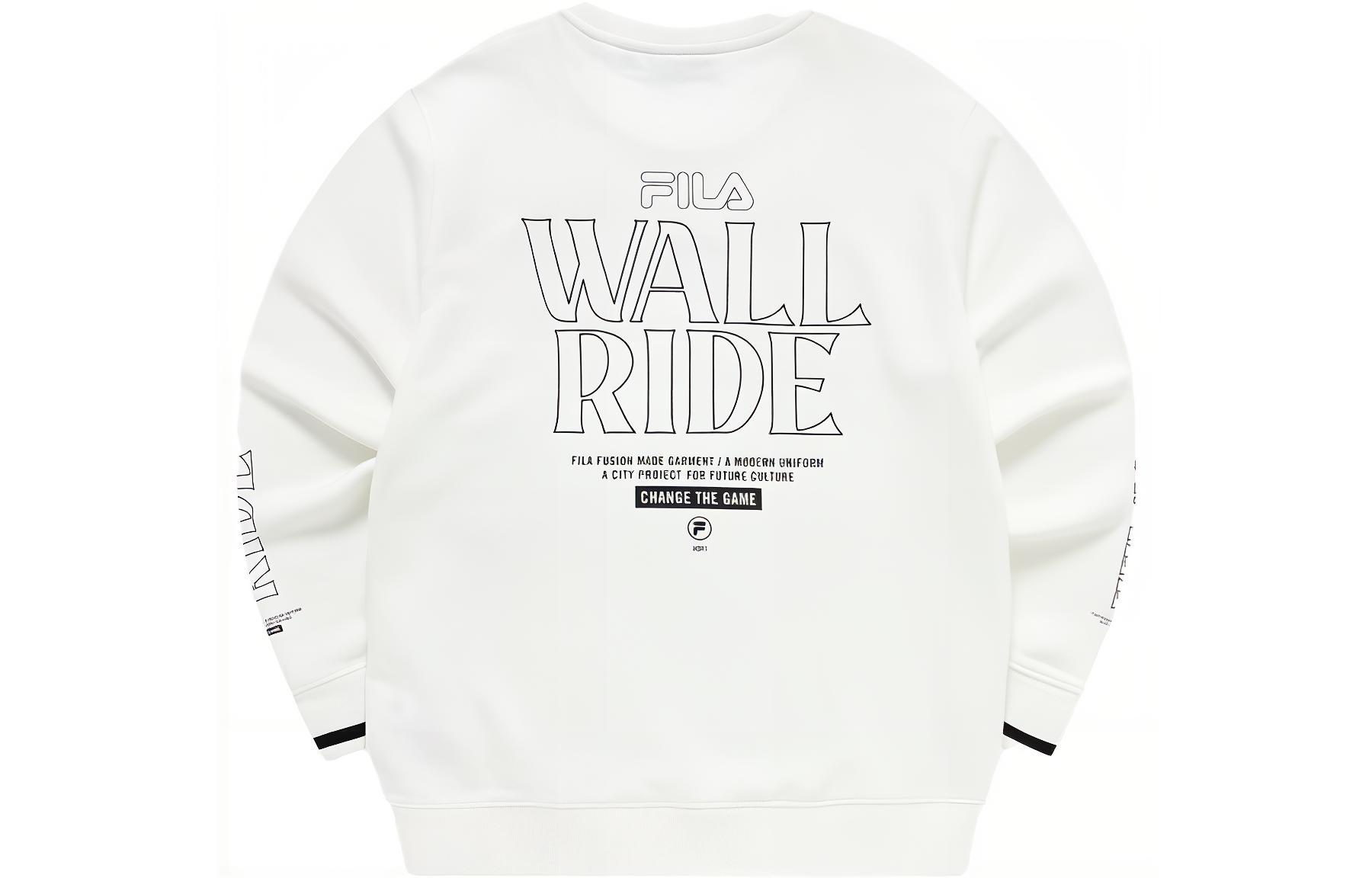 FILA Pullover Sweatshirt with Logo Print in Off-White T11M311214F-WT