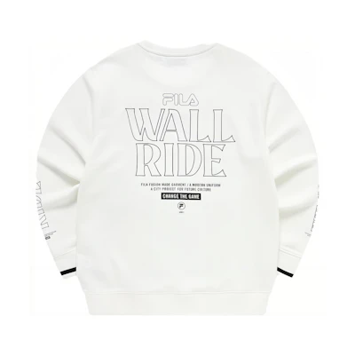 FILA Pullover Sweatshirt with Logo Print in Off-White T11M311214F-WT