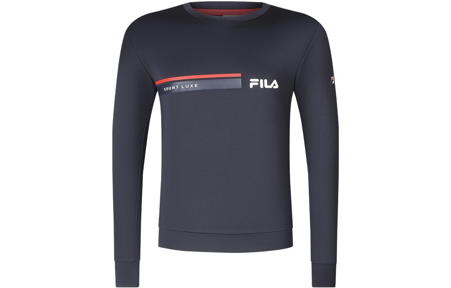 FILA Pullover Tennis Sweatshirt with Letter Logo Print in Navy Blue A11M343203R-NV