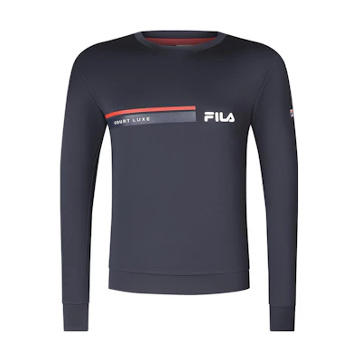 FILA Pullover Tennis Sweatshirt with Letter Logo Print in Navy Blue A11M343203R-NV