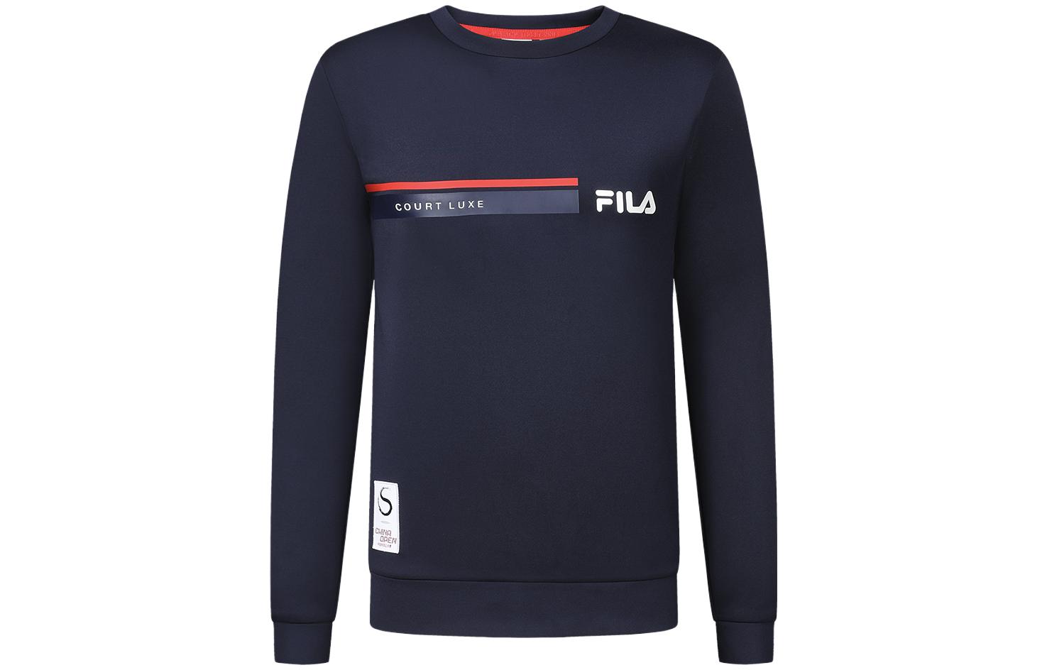 FILA Pullover Tennis Sweatshirt with Letter Print in Navy Blue A11M343220F-NV