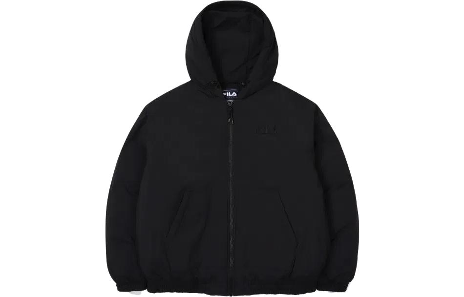FILA Pure Color Zip-Up Hoodie Jacket Unisex Black FE2DJF6104X-BLK