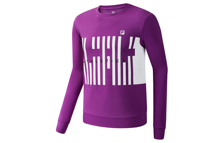 FILA Purple Crewneck Sweatshirt with Front Graphic Print A11M031221F-PU