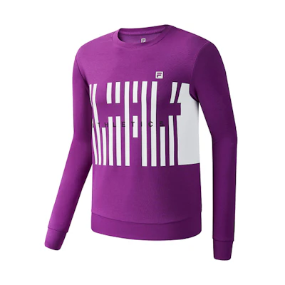 FILA Purple Crewneck Sweatshirt with Front Graphic Print A11M031221F-PU