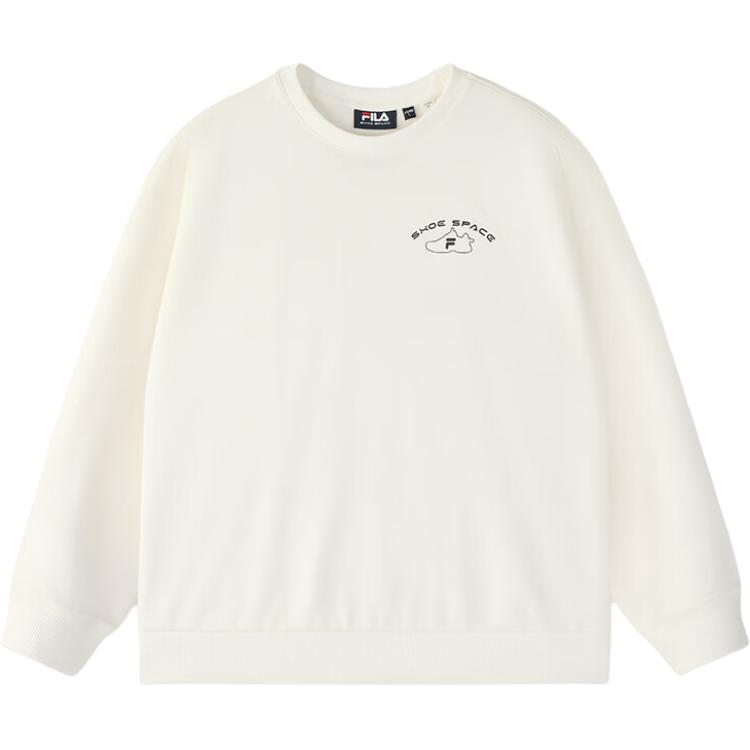 FILA QR Casual Unisex Crewneck Long Sleeve Sweatshirt Cloud White T11U446206F-WT