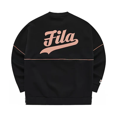 FILA QR Logo Oversized Crewneck Sweatshirt Black - Unisex Casual College Style T11U316201IBK