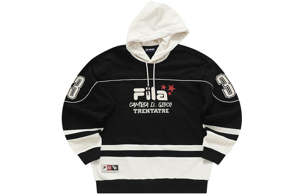 FILA QR Logo Stripe Hoodie Unisex Black T11U346202F-BK
