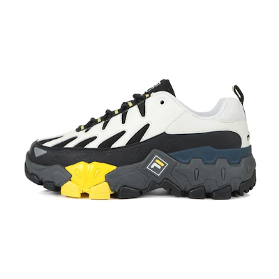 FILA Raid Row 2000 Low Top Clunky Shoes White/Black/Yellow