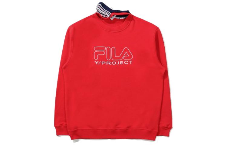 FILA Red Crewneck Pullover Sweatshirt with Letter Print Design FS2POE1Y02X-RED
