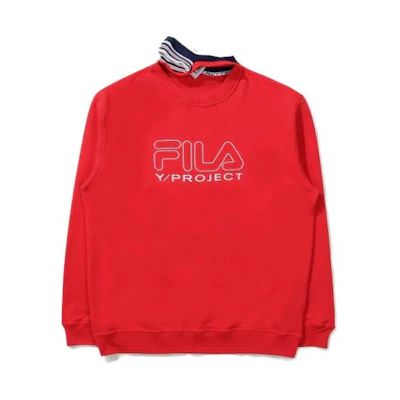 FILA Red Crewneck Pullover Sweatshirt with Letter Print Design FS2POE1Y02X-RED