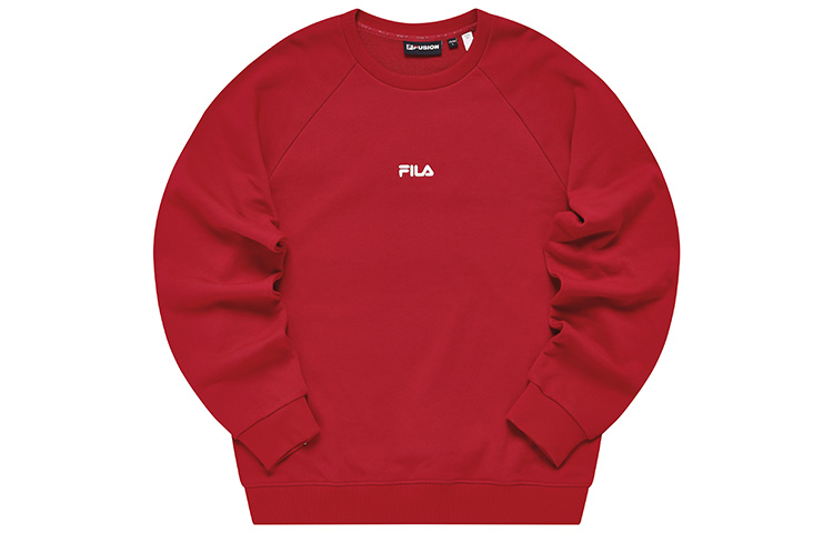 FILA Red Crewneck Sweatshirt with Small Logo Embroidery - Trendy & Loose Fit T11M245207FRD