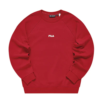 FILA Red Crewneck Sweatshirt with Small Logo Embroidery - Trendy & Loose Fit T11M245207FRD