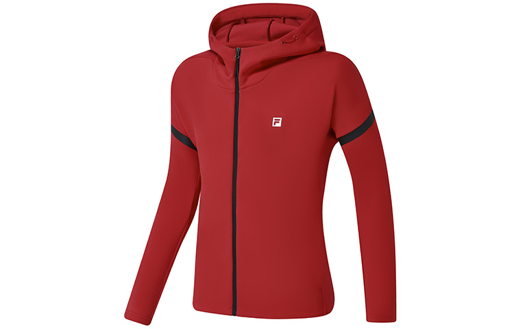 FILA Red Knitted Jacket with Colorblock Logo for Sports & Fitness A11M311506F-RD
