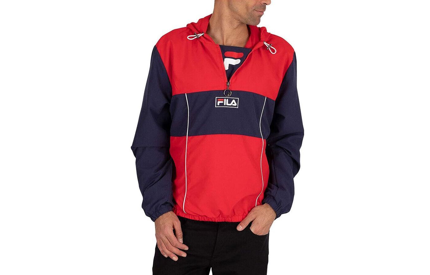 FILA Red Retro American Style Letter Print Pullover Hoodie for Men LM015927410-RE