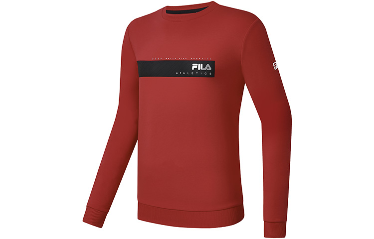 FILA Red Striped Logo Print Knit Sweatshirt A11M311209F-RD