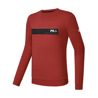 FILA Red Striped Logo Print Knit Sweatshirt A11M311209F-RD