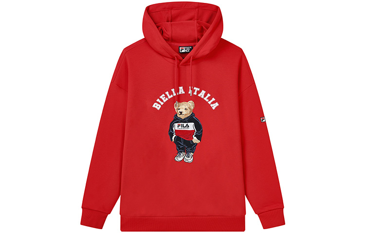 FILA Red Sweatshirt - Cartoon Bear Graphic & Letter Print F51M239299F-RD